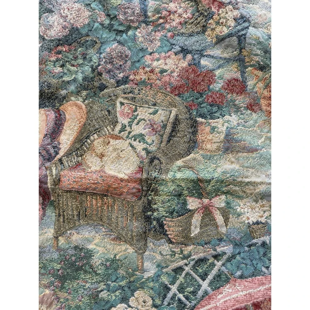 Vintage Romantic Scene French Country Tapestry Woven 26